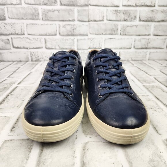 Ecco Soft 7 Men's Size 11 EU 45 Navy Blue Leather Fashion Casual Classic Shoe - Picture 2 of 10